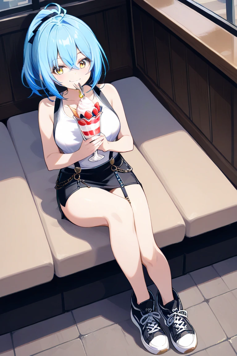 Anime girl sitting on table, beautiful anime girl crouching, Biomechanical OPPAI, Sexy pudica pose gesture, seductive anime girls, with index finger, the anime girl is crouching, an oppai cyberpunk, hajime yatate, rogue anime girl ayanami rei, ryuko matoi, sexyposture, konachan,Exhale the mist,Stick out her tongue,Mermaid line,musculature,Ambiguous eyes,High-fork panties,Be red in the face,huge tit,over knee socks,open open mouth,Stick out her tongue, dropping saliva,White popsicles,Melted popsicles,Hair tied up,Long tongue,Single horsetail,The melted popsicle falls on the chest,Excitation,Place your hands on your chest,Plenty of liquid,White liquid,Floating popsicles,Suck on popsicles,looking at viewert,love heart,Throw a wink
