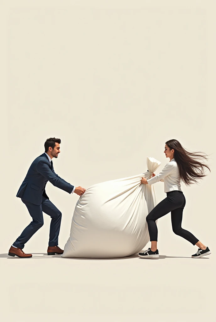 Three office workers in suits holding elongated white packages on a rural sidewalk