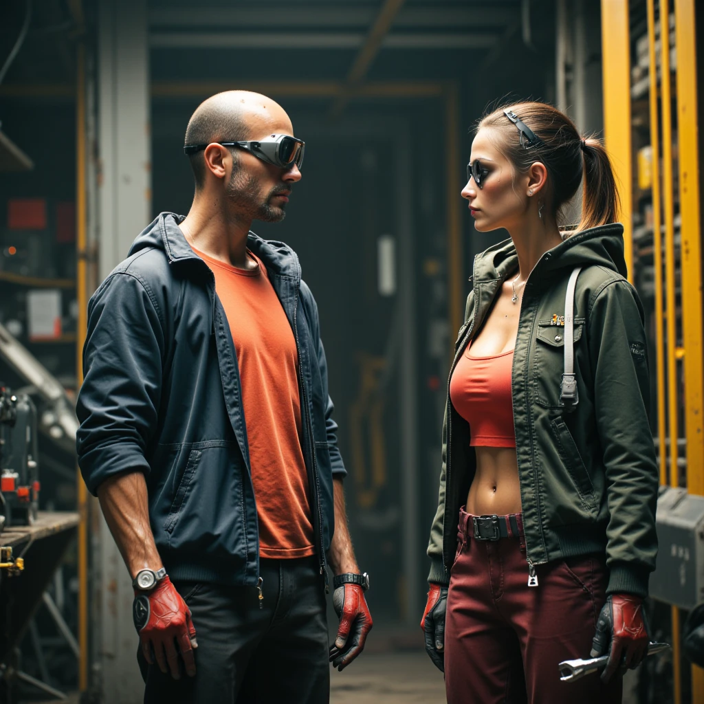 Create amazing hand drawn art that depicts the Special Agent and the Hacker theme: A Dangerous Game with a red-haired woman and a man with short hair
