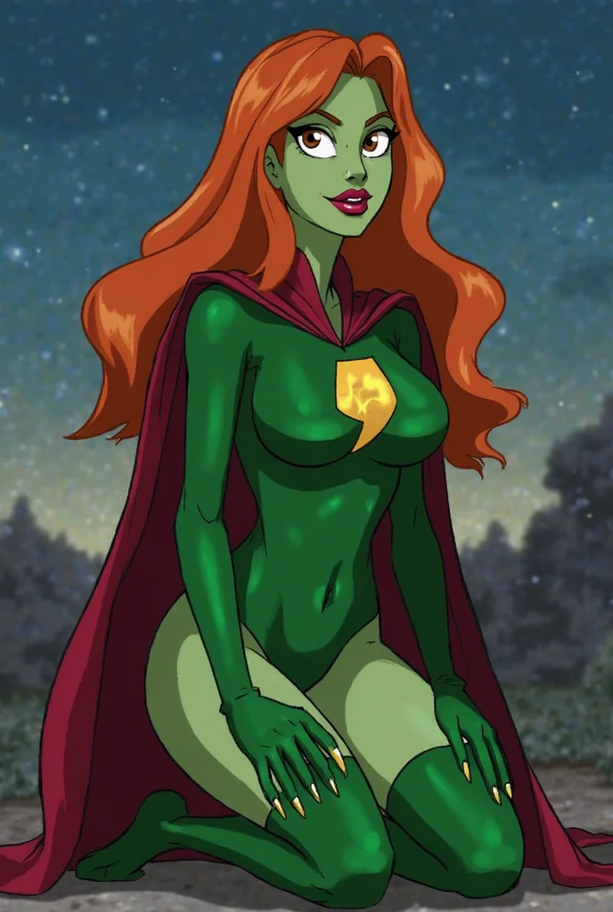 Starfire on a bed with a big butt which is oiled