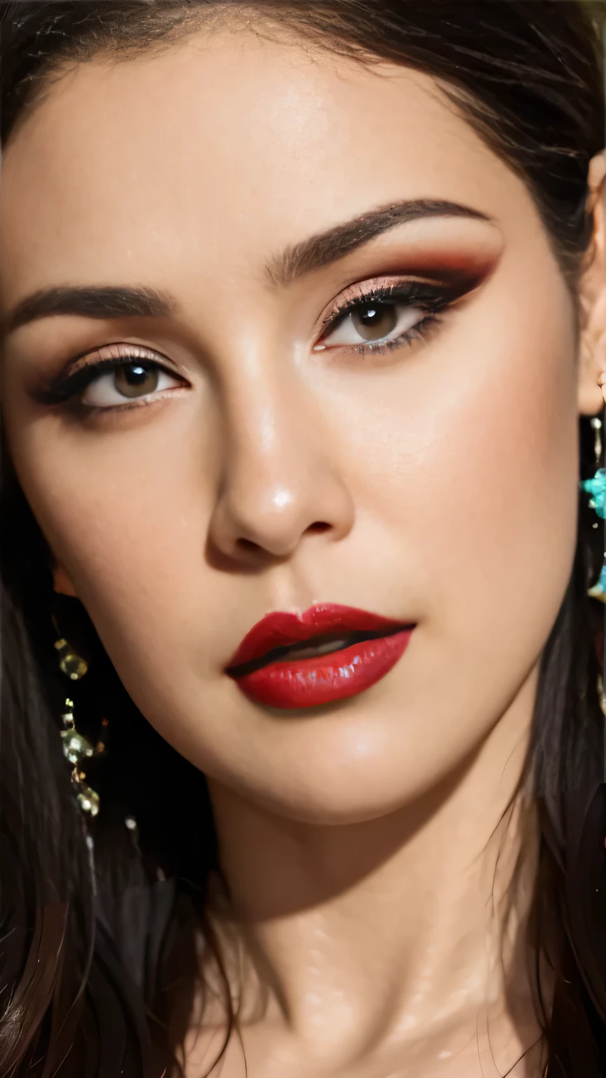 a close up of a woman with a big dick on her face, thick Red lips, thick lips, sexy Red lips, big Red lips, deep Red lips, small and thick Red lips, luscious Red lips, sexy lips, Red lips, huge lips, big lips, hand on his chin, delicious lips, inspired by Hedi Xandt