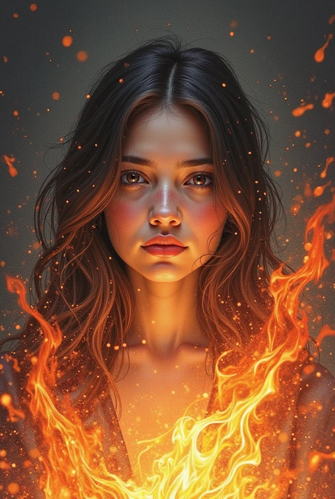 (((the red energy human body, front facing, full body, 1girl, 18 year old, caucasian, green eyes, perfect eyes, perfect iris, perfect pupils, perfect lips,perfect nose, perfect hands, very detailed hands, perfect fingers, black hair, short hair, straight hair, small braid in her hair, nature, subsurface scattering, transparent, translucent skin, glow, bloom,3d style, warm color, vibrant, volumetric light, inside fire, fire and flames all around,)))