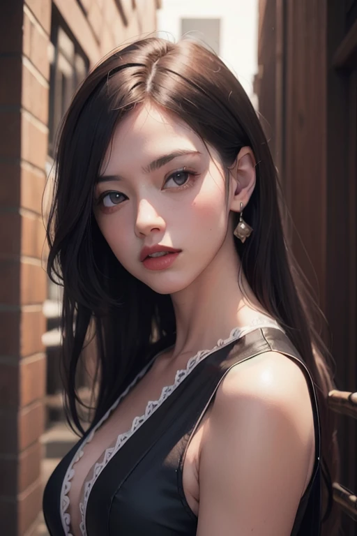 (masterpiece, ccurate, excellent light effect, anatomically correct, textured skin, super detail, award winning, 8k, dynamic perspective), (chiaroscuro, depth of field, cinematic lighting, ray tracing, vignetting, fisheye lens, (Big Hair, Expressive Hair, Shiny Hair), (Mole Under Eye, Eye Reflection, Aqua Eyes), (Smile, Blush)), (Girl in formal work clothes walking down the street, with cherry blossom trees on both sides of the street, (Business suit), (Long pleated skirt) , (lace trim, stockings), a large number of petals falling from the eyes, dignified and elegant, the background is the city night scene, the time is night), (the rendering is excellent enough to stand out from the same kind), (big breasts: 2.0), (delicate hairstyle), (puffy eyes), (eyelashes: 1.1), (lips: 1.1), (oil skin: 1.2), red lipstick, (cleavage: 1.1), (black skin), night view, night city