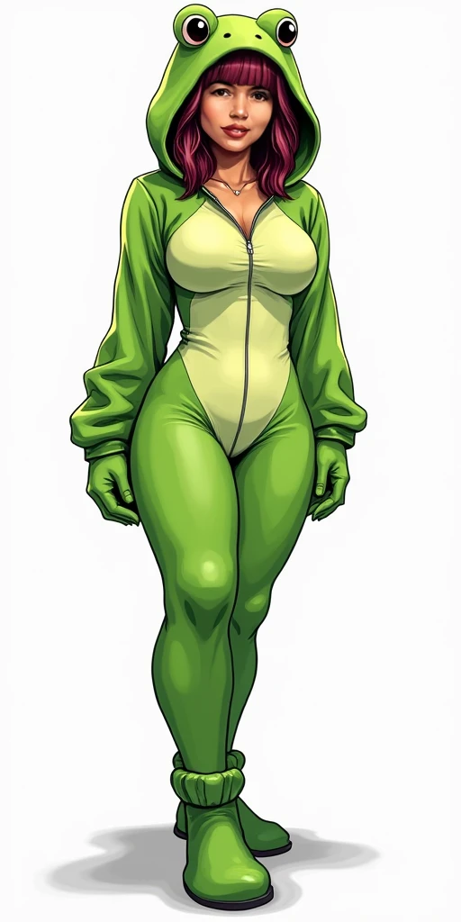 full body in image, full naked woman, naked body, (feet on image), simple hair, female naked body, curvy body, large hips, beautiful woman, thicc body, big thighs, voluptuous body, full thick body, dinamic pose, curve body. detalied pose, body, simple background, expressive face, focus on face, line art, sketch,Full body image of Rogue (Vampira) from X-Men, full body in image, wearing her original outfit (green and yellow bodysuit with a brown jacket), long brown hair with a white streak, female body, curvy and athletic body, dynamic pose, detailed pose, simple background, expressive face showing determination, focus on face, line art, sketch