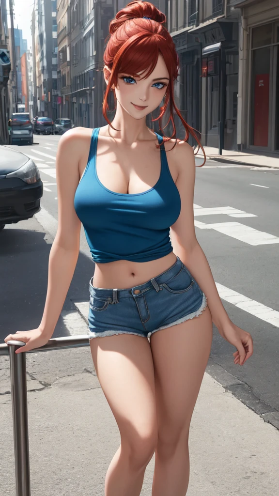 (ultra realistic,32k, masterpiece:1.2),(high detailed skin:1.1),( high quality:1.1),
<lora:PKMN_Misty_Gen7_v1:0.8>(pensive:1.1),pkmnmisty, 1girl, solo, blue eyes, orange hair, short hair, side ponytail, bangs, hair tie,shirt, short sleeves, ruffle skirt, thigh highs, blurry background,,(looking at viewer, standing:1.1),, huge breast,large breast,<lora:add_detail:0.76>,
(soft shaded neon light:1.1),