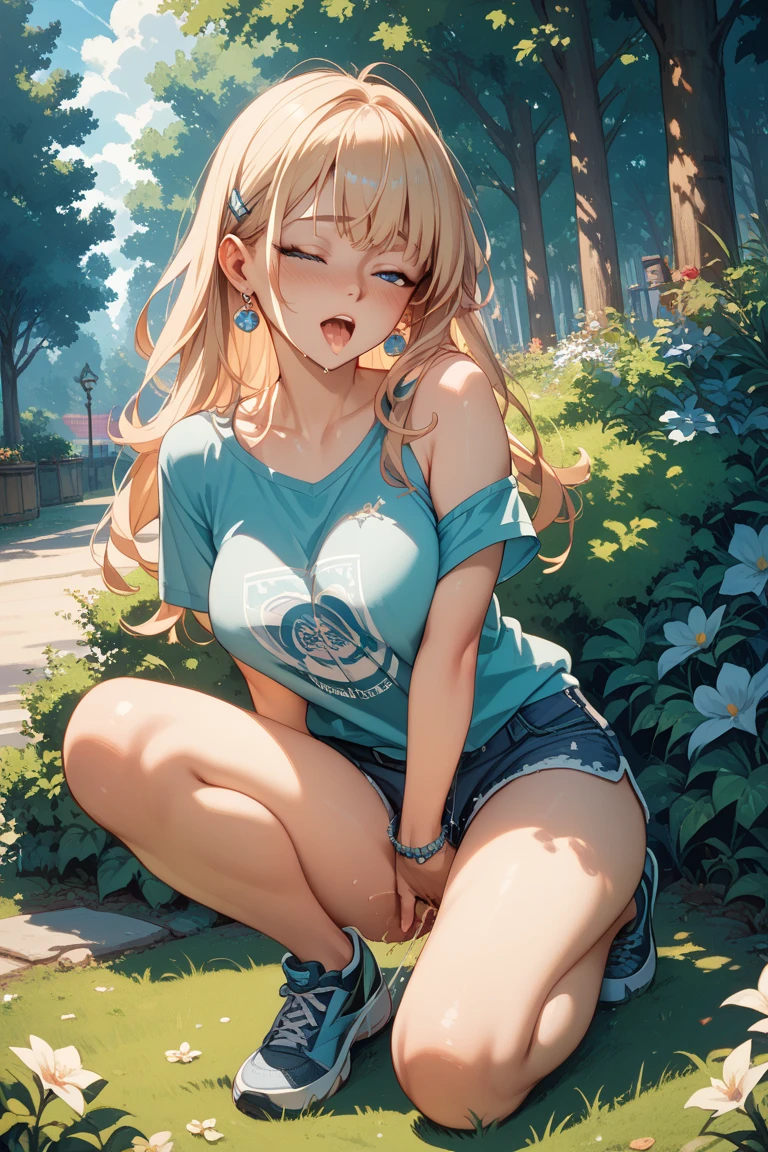 masturbation, bigdildo,nsfw　girl　squat　spread legs　Completely naked　slender　lightly dressed　summer clothes　swimsuit　(((dildo)))　(((vibrator)))　masturbation　sex　(blush)　pleased　((Climax))　crying face