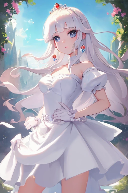 <lora:ZeroV2.5:0.9>, (masterpiece, best quality), 1girl, solo, looking at viewer, smile, from below, white hair, very_long_hair, red eyes, white clothes,open chest, back,black bow on the head, black bandage under the chest,(tied flower over eye:1,2), right hand,mechanical, detailed painting, <lora:add_detail:0.6>
(background,castle:1.4), despair, innocence, yoshitaka amano character design, style by NTY, <lora:PsychoMode:0.7>,