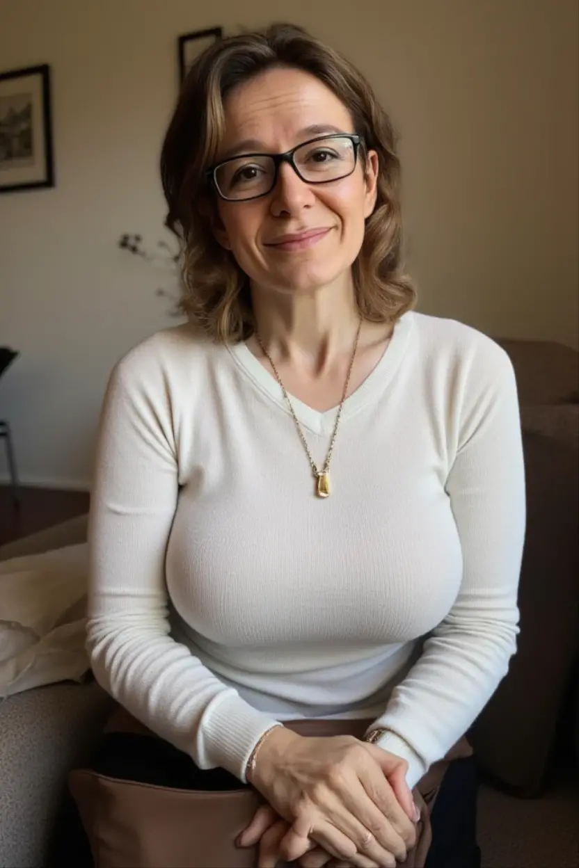 最high quality, 8k, Vibrant, Sharp focus, high quality, High resolution, Middle-aged women, Mature Woman, 55 years old, (Whole Body Ezbian), (High heels facial detail, Highly detailed eyes, Thick lips, Plump figure、Plump face、((big 1.6))、(((((((Large Breasts)))))))、((White shirt))、office、Random Hairstyles、A kind smile、Glasses