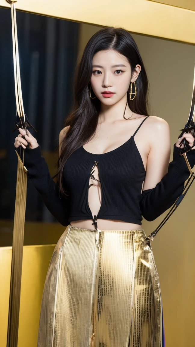 Gold handcuffs on the chain, around the neck
