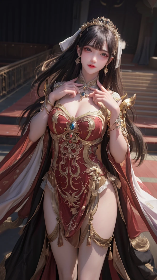 Retina Screen, Masterpiece, Accurate, (Very Detailed:1.3), (High Detail:1.2), High Quality, Best Quality, High Resolution, 8K, (Cyberpunk:0.5), (Surrealism:0.4), (Unbelievably Absurd:0.5), (Real:0.88), (Fidelity:0.7), (Elegance:0.7), (Ceramic robot:0.08), (Robot:0.32), (Chip:0.7), (Cable:0.65), (Lace:0.65), (Facial muscles:0.8), (Octane rendering:0.45), (Mechanical joints:0.35), (1Person:1.49), (Perfect Body:1.2), (Caramel Hair:0.6), (Chinese Women:0.2), colorful neon lights, Unreal Engine 5 Realistic Rendering, detailed lips, long wavy hair, serpents for hair, fierce expression, pale complexion, mesmerizing gaze, soft lighting, (hyperrealistic), (illustration), (high resolution), (8K), (extremely detailed), (best illustration), (beautiful detailed eyes), (best quality), (ultra-detailed), (masterpiece), (wallpaper), (photorealistic), (natural light), (detailed face), (high detailed realistic skin texture), (anatomically correct), (solo), (1 girl), (high detailed realistic hair), (caramel hair:1.35), (heterochromic eyes), (detailed eyes), (blue eyes:1.37), (sparkling eyes), (realistic big breasts:1.5), (long legs), (slender abs), (dynamic pose), (closed tiny mouth:1.3), (concentrated expression), (upon body from head to thigh:1.5),