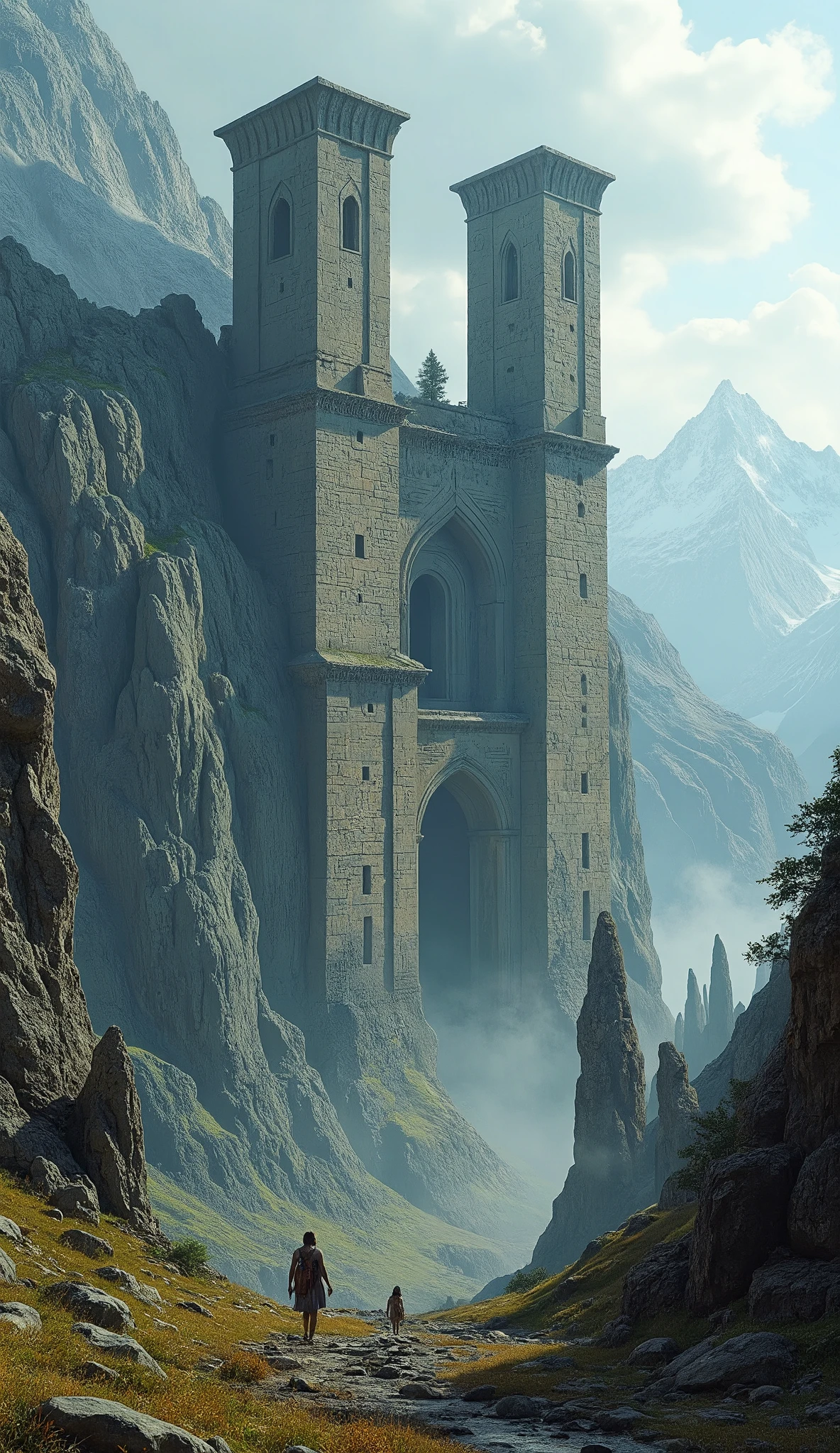 What I'm imagining、Masterpieces from Russia's Nagorno-Shoria Ruins、Massive Stone Ruins、Strong style of spectacular dramatic expression、Are megalithic walls 10 times larger than people、Megalithic Ruins on the Mountain、PREMIUM QUALITY ENVIRONMENT、Shandana Scenery、Sturdy Buildings。