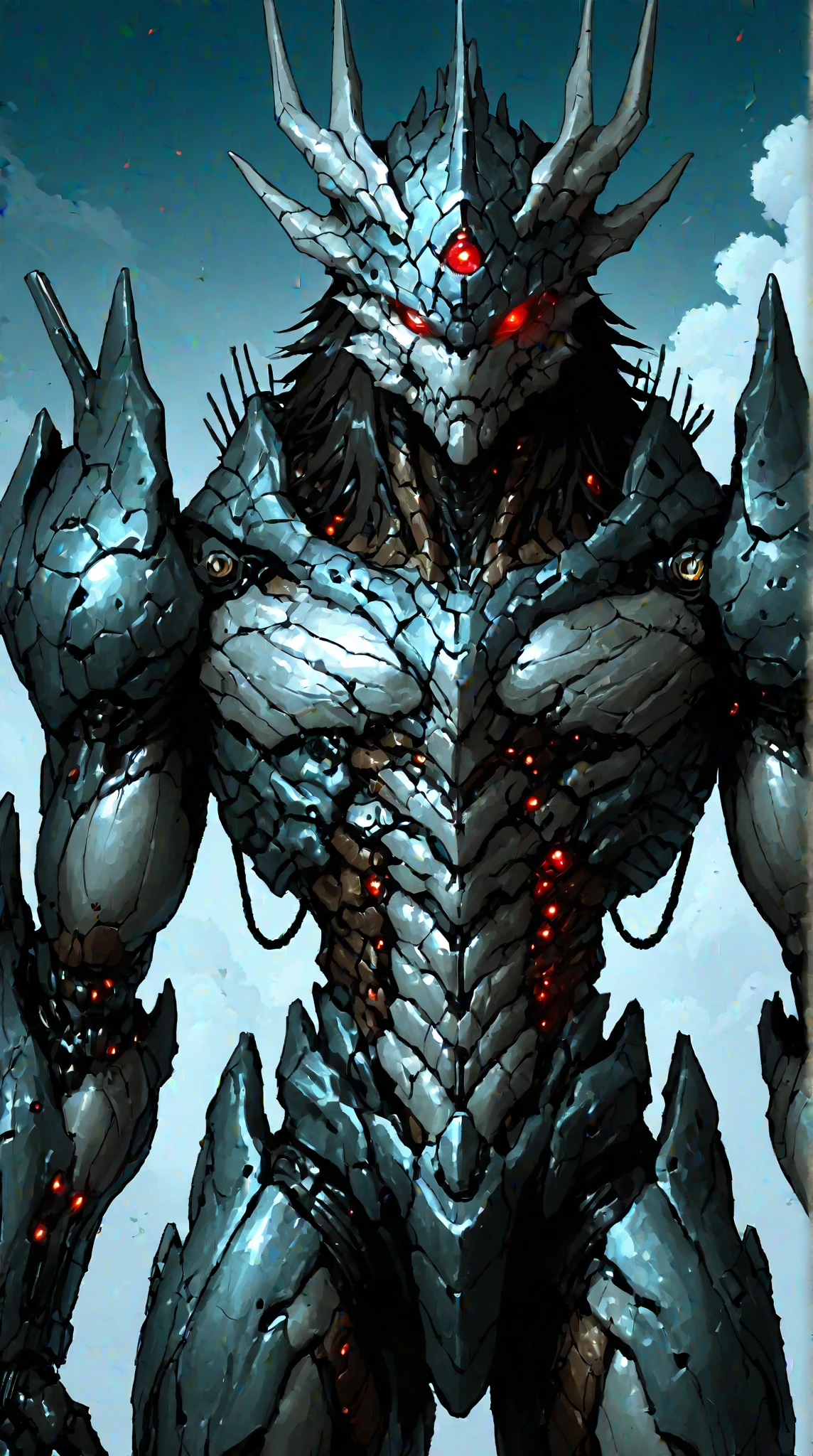Artificial Intelligence Dragon Man，Full body like，Furry wolf-headed man，A pair of dragon wings，fig leaf，Liquid spillage，Body fluids all over the body，Black skin，Chemical and biological weapons，Red stripes，sharp talons，Lower body outflow fluid，Kneel，drools，In the dense woods，Kneel，Milk spilled all over the floor，adolable，ssmile，Handsome