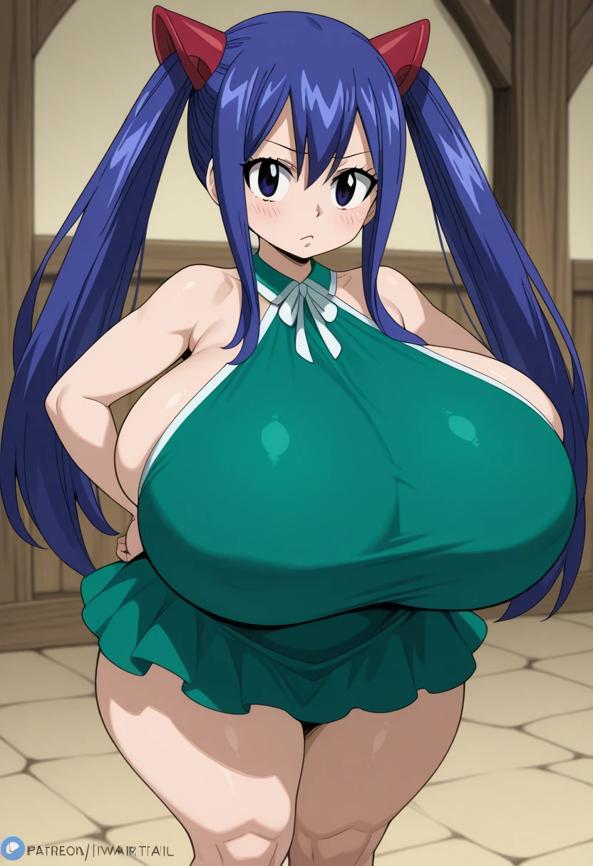masterpiece, best quality, extreme detail, digital painting, absurdres, volumetric lighting, 1girl, solo,(gigantic breasts), massive breasts,short shorts,thighhighs,long hair,thick thighs,wide hips,standing,choker,heavy blush,shortstacks, fang, tall female, big boobs, tall, huge breasts, suzu, 20yo,Young female,Beautiful Finger,Beautiful long legs,Beautiful body,Beautiful Nose,Beautiful character design, perfect eyes, bikini, dxd style