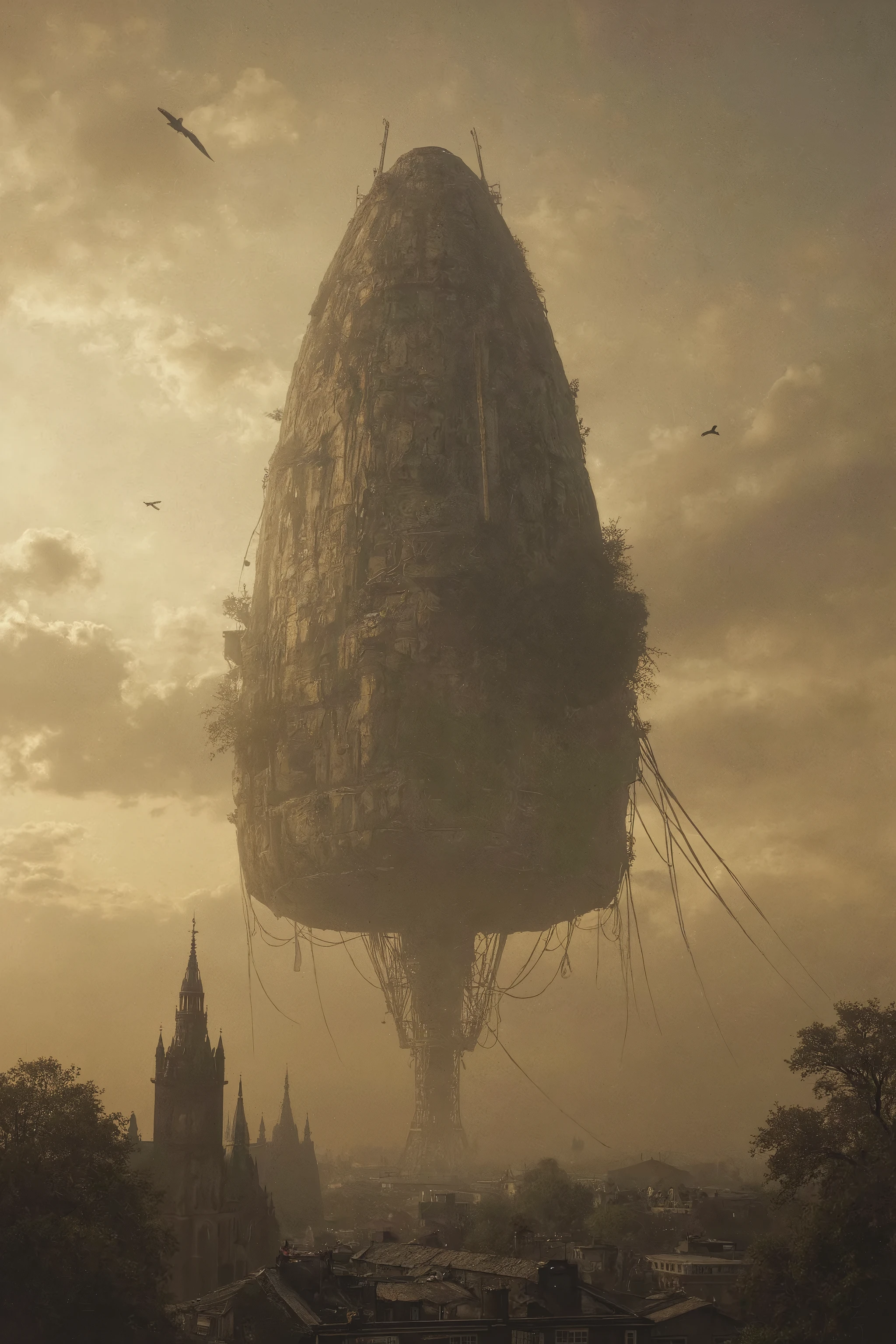 antqgldnCE style, nsfw,
Adult,
Photorealism,
((A scene from a live-action movie)),
Incredibly detailed,
19th century photo, antique photo, sepia toned photo, natural smile, her name, her price, photo date,
As an adult, A gigantic, sky-high flying object suddenly appeared in the sky above London.
