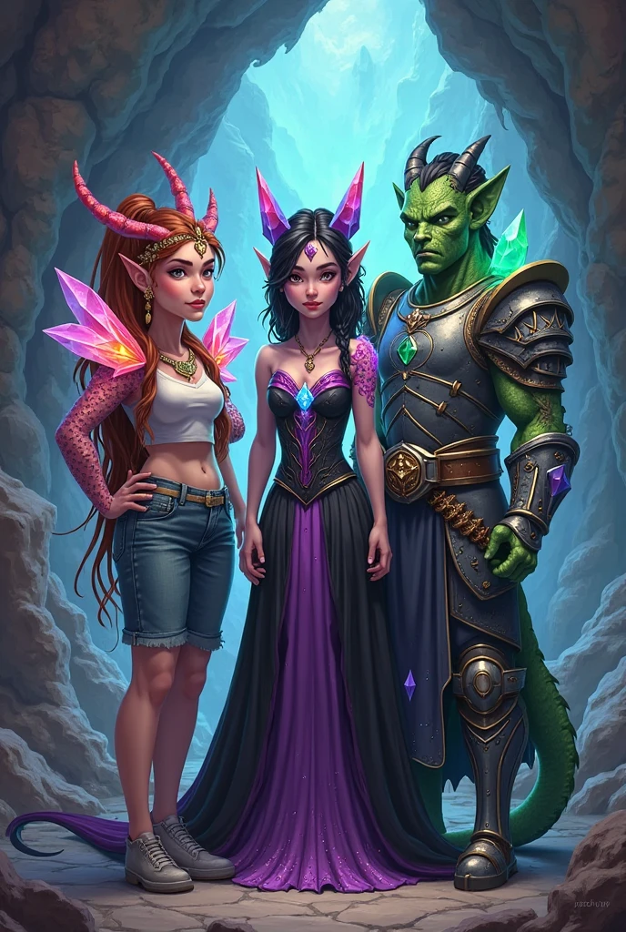 (best quality:1.2), (detailed:1.2), (masterpiece:1.2), (a human), (a weirwolf), (a vampire), (a goblin), (a troll), (a netherbeast), (a robot), (an insectoid), (a daemon), all clothed, (smiling 1.1) posing for a friendly group photo.