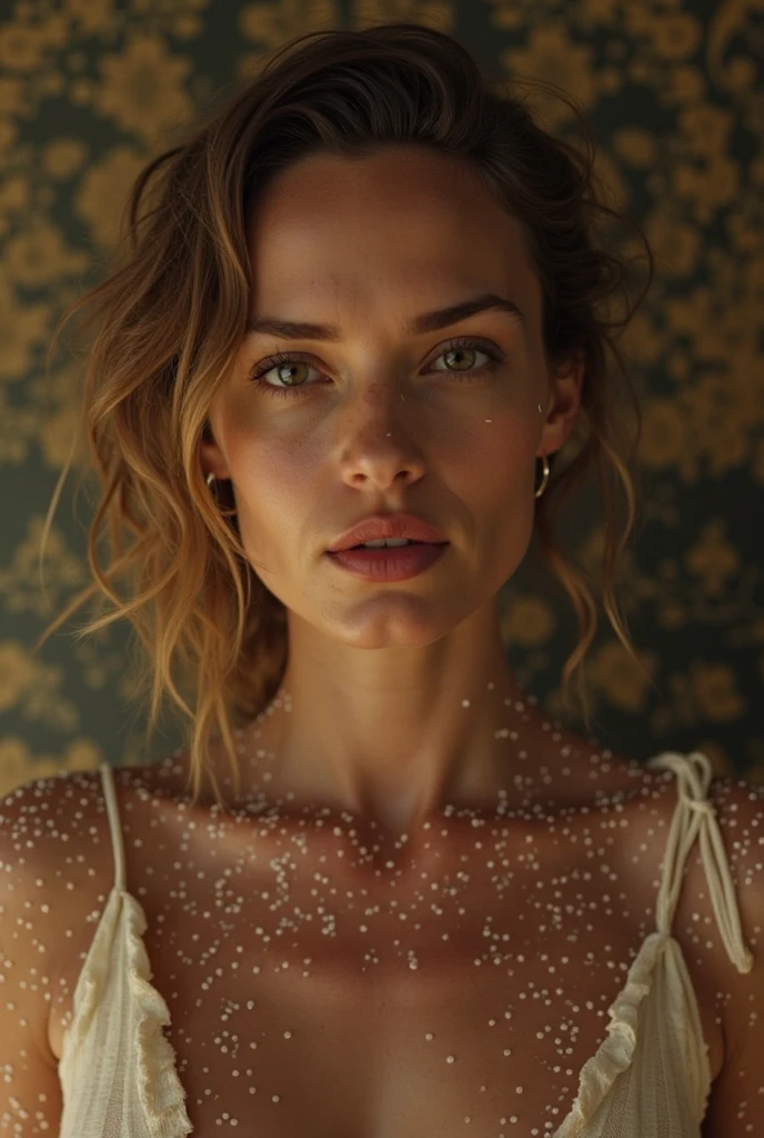 ((Masterpiece)), ((highest resolution)), (a beautiful mature woman), ((detailed skin texture)), ((High detail face)), (strong body), ((wide shoulders)), seductive smile, Partially Sheer Lace High Detail Bodycon Bodysuit with Plunging Neckline,  (realistic photo), (Best Quality), (detailed), filmed with a Canon EOS R5, 50mm lens, F/2.8, HDR, (8k), (wallpaper), (cinematic lighting), (dramatic lighting), (sharp focus), (intricate), photo and gross, posing for the camera, 8k hd, high quality, film grain, by Craig Morey