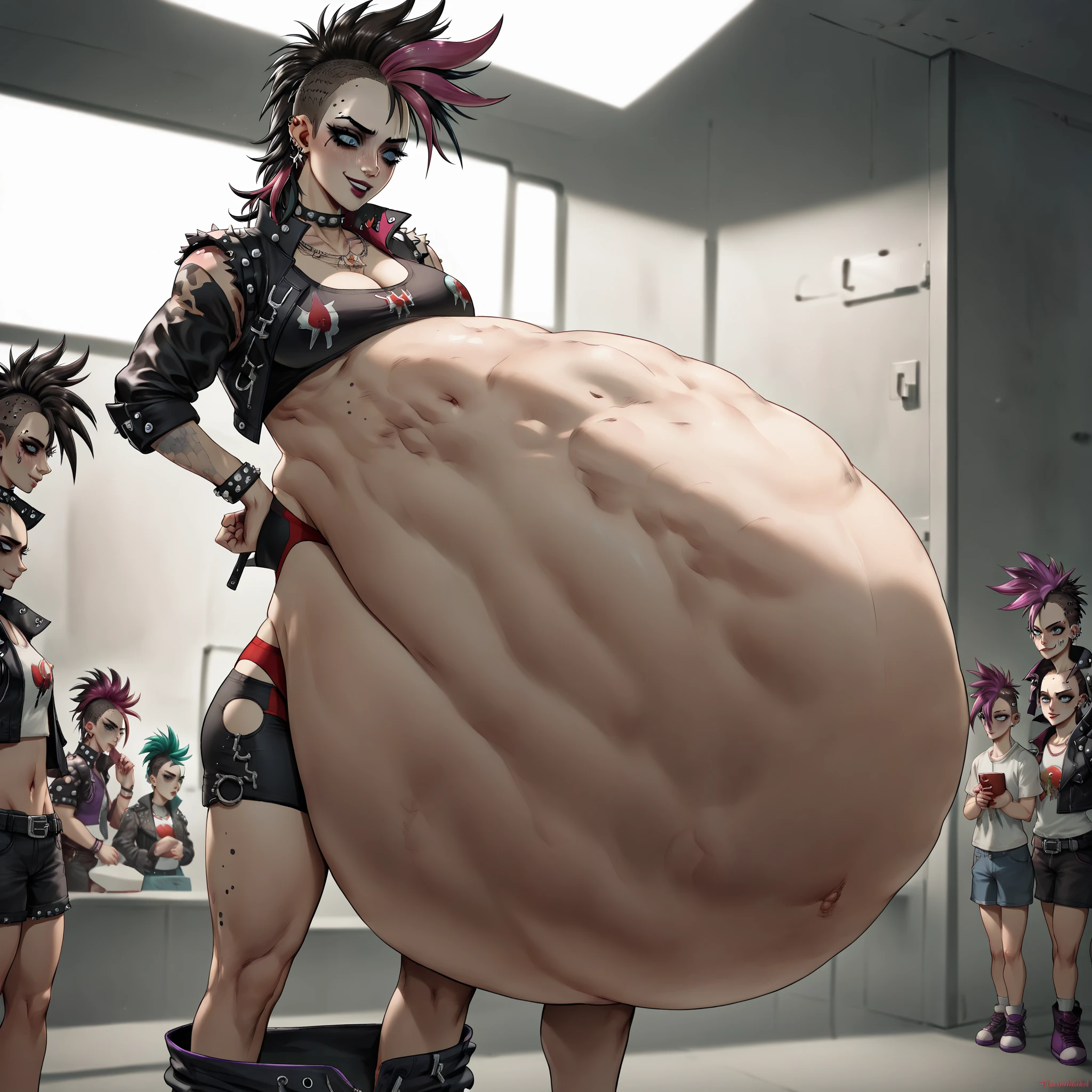 Horny aroused face, multiple muscular girls with pale skin breasts full body standing over viewer, sweating, naked, massive sweaty smelly cocks with hyper phimosis, leaking precum over viewer, big testicles.  POV from below. Dirty alleyway, feeding viewer their hyper smegma under their hyper foreskin. From below. Dirty smegma, big group of futanari girls with huge cocks with foreskin and smegma. Peeing over viewer.