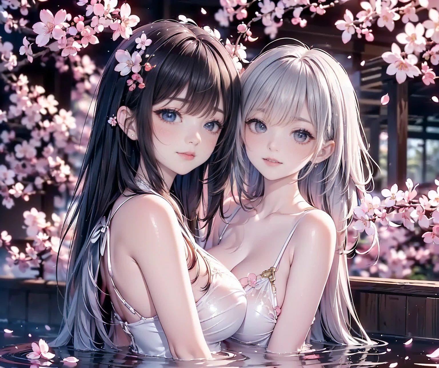 (masterpiece, best quality:1.4), Young blonde beauty, (((2 girls in love, 18 years old, neat girl))), detailed blue eyes, long eyelashes, blush, kind smile, horny, upper body, topless, small ass, shaved pussy, (looking at viewer), (close up), beautiful blonde hair, white-skinned, (bangs:1.3), ponytail, squeezing, on top of each other, groping, (small breasts), (mushroom forest, celestial forest, beautiful and magnificent pink sunshine, majestic sky), natural light, pastel colors