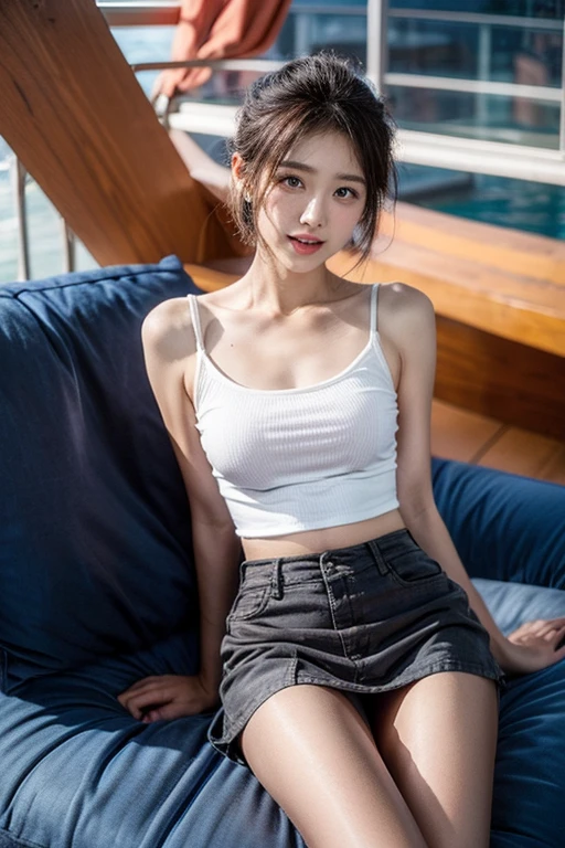 ((highest quality:1.4)),((high resolution:1.3)),young,high school student,cute girl,Big eyes,twin tails,nude,beach,headband,just the right chest,beautiful and detailed face,full body image