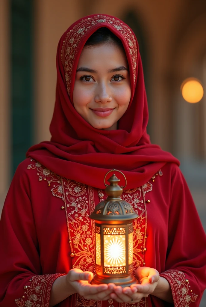 turkish woman dressed in traditional turkish village clothes with a candle, in the style of dark green and red, head covered with turkish hijab, romantic depictions of turkish weddings,sad smile, teary eyes, fairycore, webcam photography, historical reproductions, traditional techniques reimagined, made of flowers --ar 2:3 --niji 5
