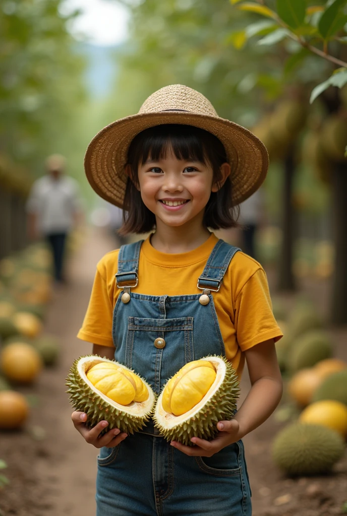 Create a boy in a hat and corn outfit holding a box