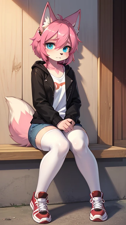 (((1 cat girl))), ((Cat's ears)) standing alone, (((short, light red hair tousled by the wind))), greeneyes, pink off-the-shoulder sweater with long sleeves and kawaii skirt, thin straps, shorts, lace, Look at the Beholder, luxurious, chic, extremely detaild, pink lips, shy smile, feminine charm, blushful, beautiful sky, Park, autumn trees, Garden, borboleta, pretty flowers, Depth of field, ((pants down showing pussy)), ((doggy style sex)),