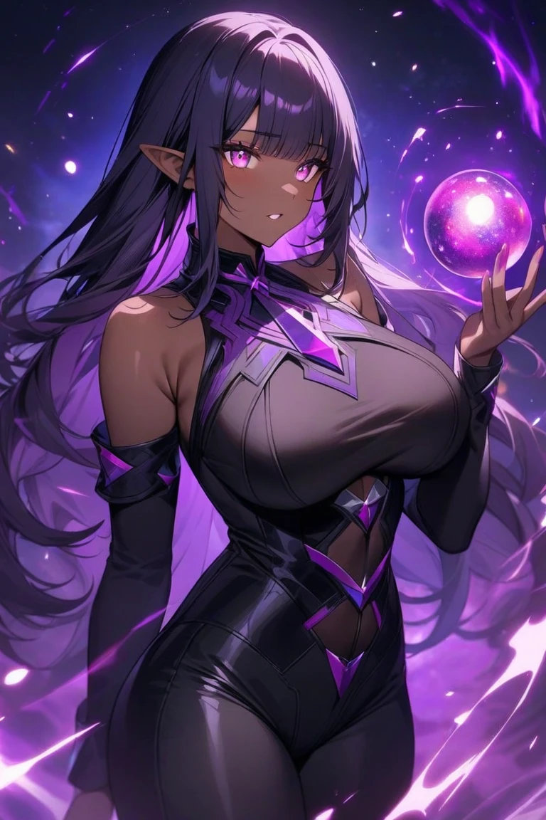 ancient Egypt, Assassin, 1girl, night, glow eyes, Purple eyes, tight body suit, large breasts, brown hair, best quality, knife, show off breasts, show off nipples, bare nipples, topless, pussy juice