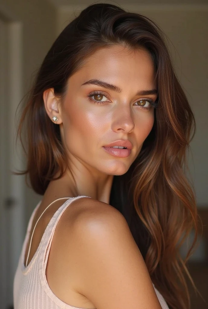 masterpiece, expressive eyes, ultra detailed face, maria menounos and elle mcpherson in one person, topless, model on runway