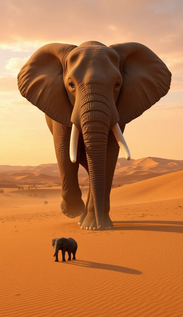 A gigantic cat on the African savannah is hunting Elephants as if they were mice