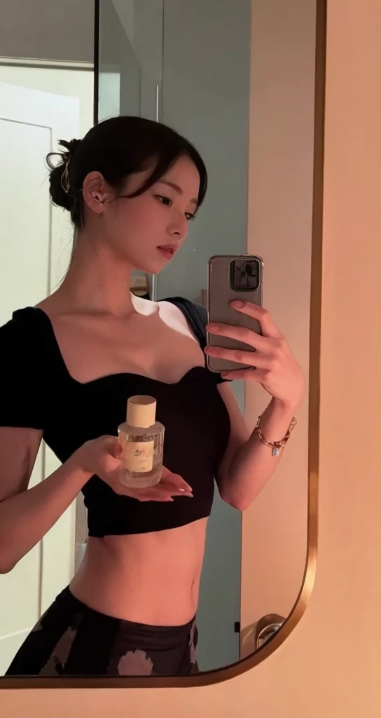 Woman in pink dress looked at the fridge with drinks, lofi-girl, lofi girl aesthetic, lofi aesthetics, jia,, 8k selfie photograph, lofi feel, Lu Ji, Chiba Yuda