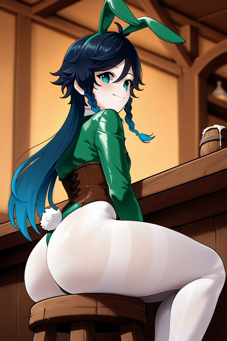 (best quality, top quality), masterpiece, best quality, 1girl, solo, bow, red bow, blue hair, hair bow, long hair, green eyes, luna nova , ponytail, gloves, closed mouth, hat, witch hat, shirt, long sleeves, brown gloves, goggles on head, green eyes, bangs, belt, boots, shortstack, full body, upskirt focus view, green striped panties, panties close focus, under view, skirt lift