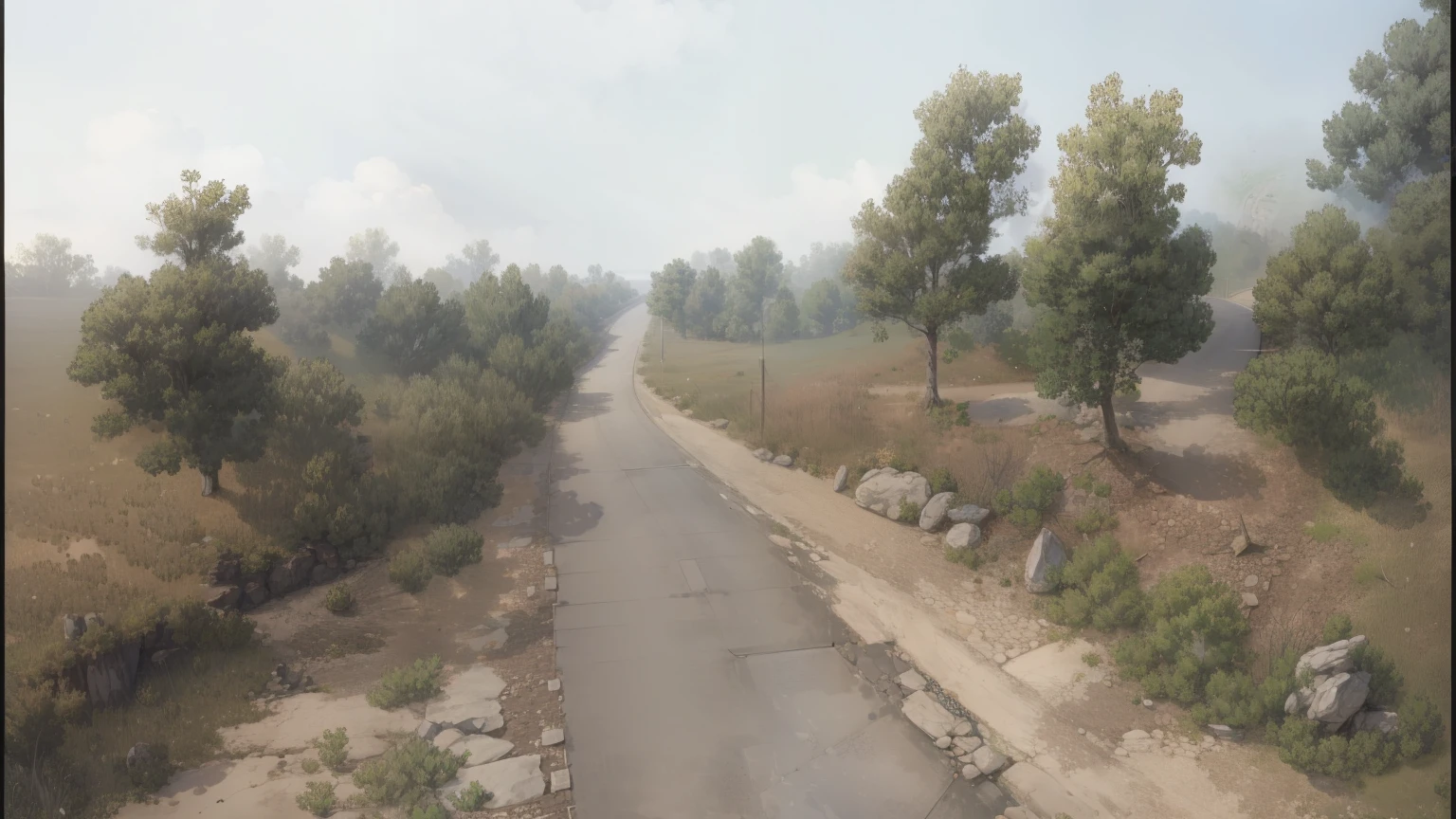map style, Asian style, nice color, generate from original image, details, trees, straight roads way, view from image, roads from original image, fields
