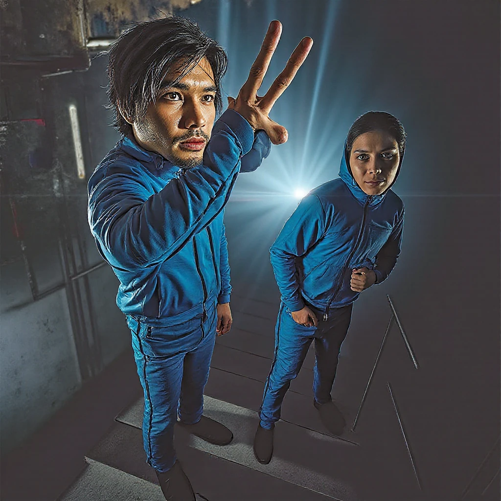 A detailed digital painting of a man representing the MBTI Consul (ESFJ) type. He is wearing a blue outfit, symbolizing his sociable and caring nature. The man has a troubled expression, showing signs of stress or concern. The background should be subtle, focusing on his emotional state. Include elements that indicate he is overwhelmed by social expectations or the needs of others, such as a crowded room or people seeking his help.