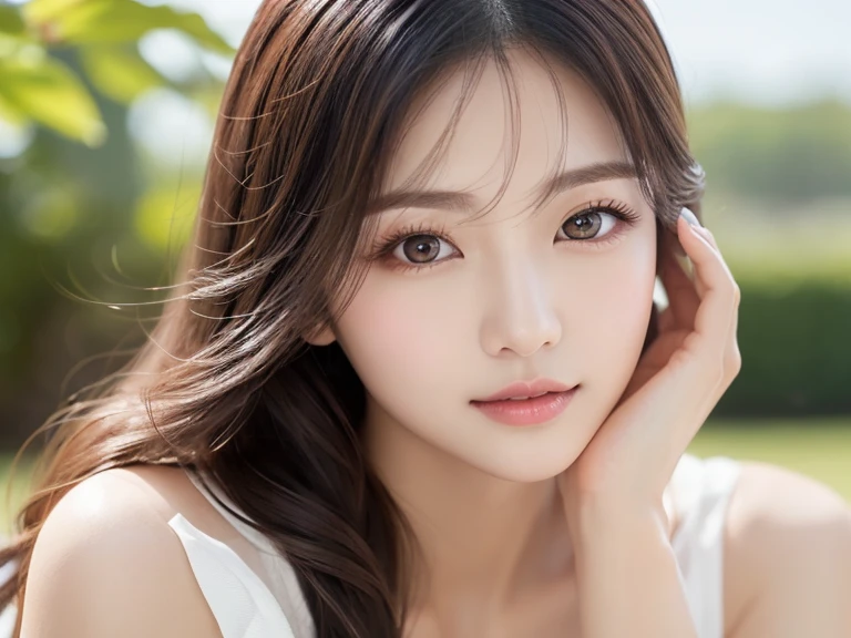 (((8ｋ,Very detailed,Attention to detail、highest quality，masterpiece,Attention to detail))),RAW Photos & Realistic atmosphere,Professional Lighting，Beautiful dark eyes,Glossy lips,beautiful黒い Eyes，White skin、Deep black eyes,とてもBeautiful face,とてもBeautiful face、Beautiful face,beautiful, Glossy lips,beautiful Eyebrows,Realistic Skin, Realistic Young Gravure Idol,Very cute woman , Young Gravure Idol, Young Gravure Idol, とても美しくてかわいいbeautiful 21 year old beauty,Incredibly beautiful and elegant，beautiful 21 year old beauty,Natural soft light,（Shiny Hair,,beautiful and kind eyes：1.5）,Gentle features,Shapely breasts,Long Hair,beautiful posture,No makeup,Looking into the camera,shirt，Japanese women，