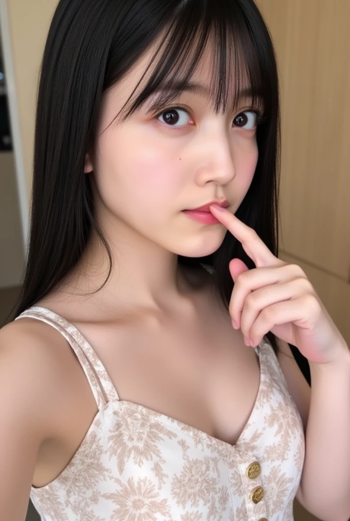 topless, , Straight bangs, long hair、Shrine maiden, Nude, , 、Show your nipples properly from the front、Japanese female college students like this one,　Pale-skinned girl, , , necklace, 16 years old, , , ,, (Breast milk:1.09), 8K, , Plain eyes、, realistic breasts, , realistic girl, beautiful girl、kawaii junior high school student、I am studying,
