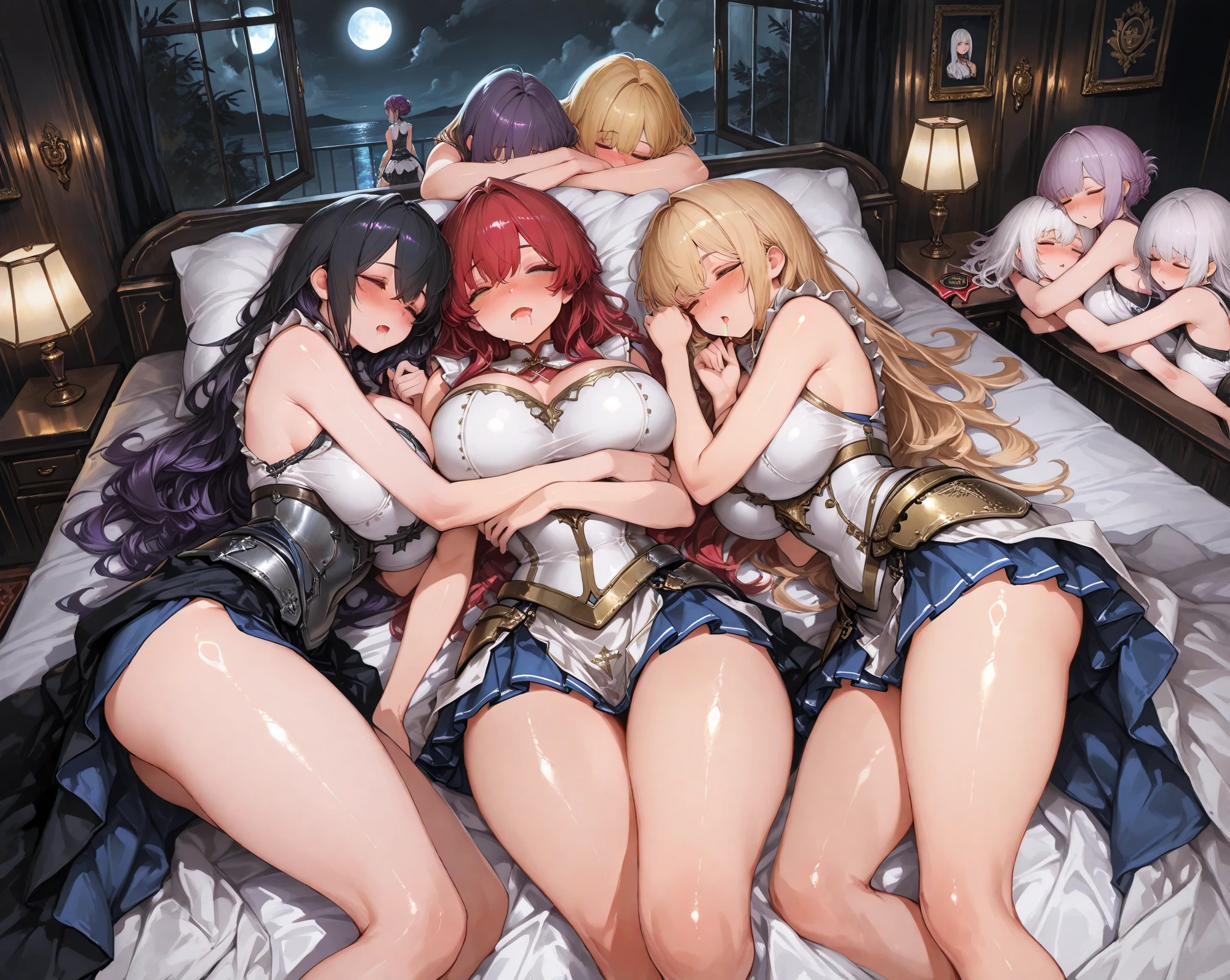 multiple girls,5girls,(lying),from below(masterpiece, high quality:1.2)