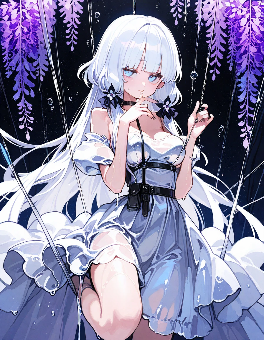 dark angel, flowers and sword, splashed water, dimaond, smoke,