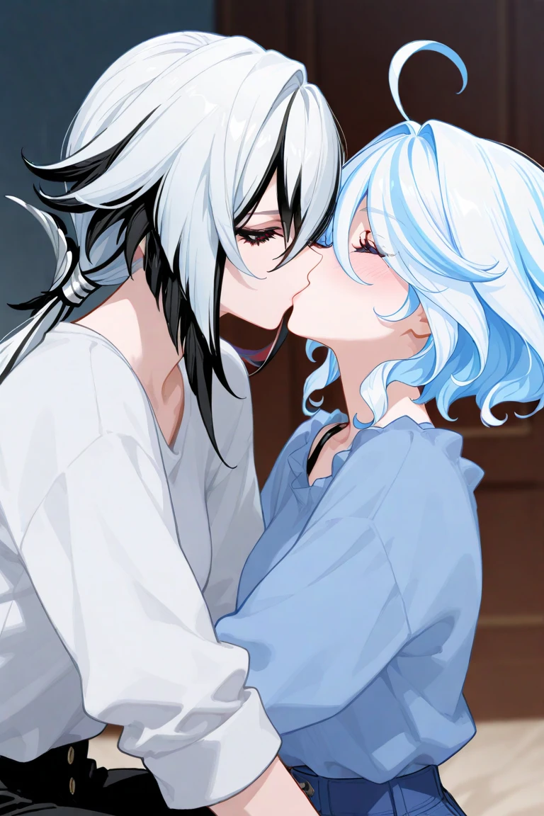 NSFW,masterpiece,Highest quality,High resolution,Super detailed,Shishirabotan\(Hololive\),Long Hair、Two Side Up、Earrings、Lion&#39;s Tail,necklace、Black Shirt、Sleeveless shirt、abdomen、See-through、Grey Skirt、片足pantyhose、pantyhose、Off the shoulder,Black sexy panties,Embarrassed,blush,(In heat),Luxurious Room,pub,Private room,sofa,(Drunk),(Intoxication),heart,Sexy pose,Panty shot,(Middle-aged men),(A man puts his hands on her waist and hugs her),to kiss,Tongue entangled,From the side,(Face-to-face sitting position),(Having sex)