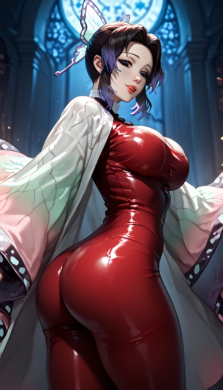 score_9,score_8_up,score_7_up, score_9,score_8_up,score_7_up, solo, ((full body)), ((lady becoming futanari)), (eyes looking down at her own schlong), formal secretary outfit, white gloves, ((black pelvic curtain skirt)), thong, hair covering one eye, glasses, expressive, dynamic, thick full red lips, bimbo lips, pouted lips, squinting eyes, seductive, alluring, sexy, aroused, embarrassed smile, huge breasts, sagging breasts, wide hips, thick thighs, detailed background, ((NSFW)),((gigantic growing futa bulge)), long futa, (pulsing futa), ((expanding futa)), ((profile side)), ((long hidden schlong)), ((schlong erection:0.7)) ((schlong growing))