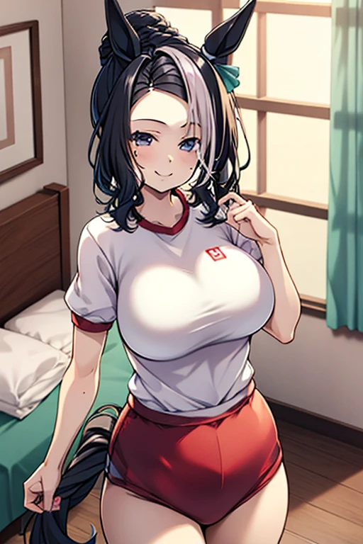 solo,1girl,show off nipples,topless,((masterpiece, sidelighting, finely detailed beautiful eyes:1.2)), ultra-detailed, ultra high res, professional lighting, high quality makeup, beautiful detailed eyes, sexy, beautiful, big eyes, (supermodel body:1.3), (mature woman:1.2), midoriya inko, green hair, short hair, short ponytail, green eyes, huge breasts, red sweater, (buttoned sweater:1.2), skirt, smile,