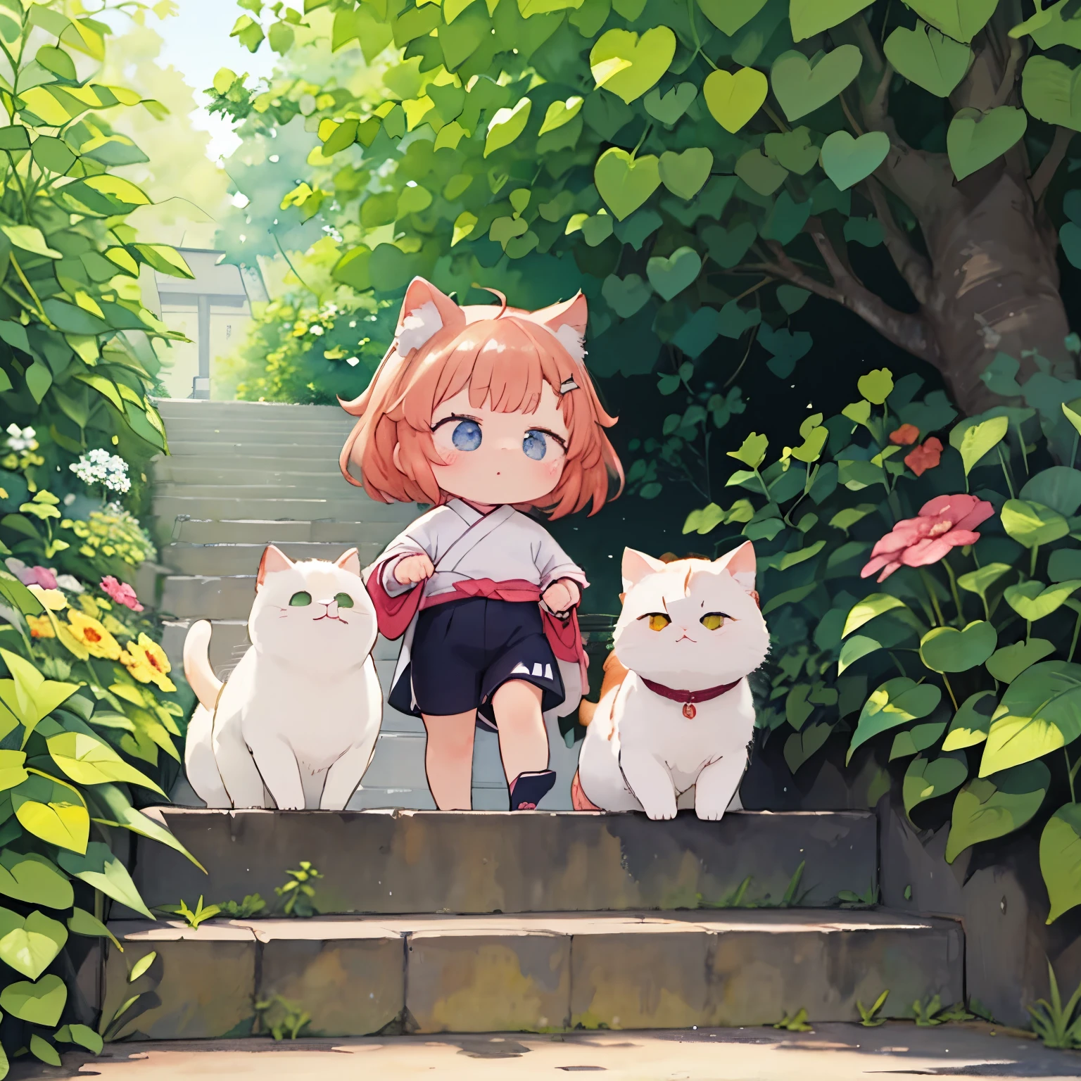(masterpiece),(best quality),( very well detailed),( look like athletes ),((Line art)),((watercolor)),16k, wallpaper,三毛猫のvery well detailedな絵、 details 、 very well detailed猫、 Calico Cats Walking Around My Garden、 Calico Munchkins Relaxing on Stone Steps、 Ancient Japanese City Streetscape 、Cats Walking on the Promenade,sunlight filtering through the trees,another world、The creation of silence、 long hit 、 targets are small 、