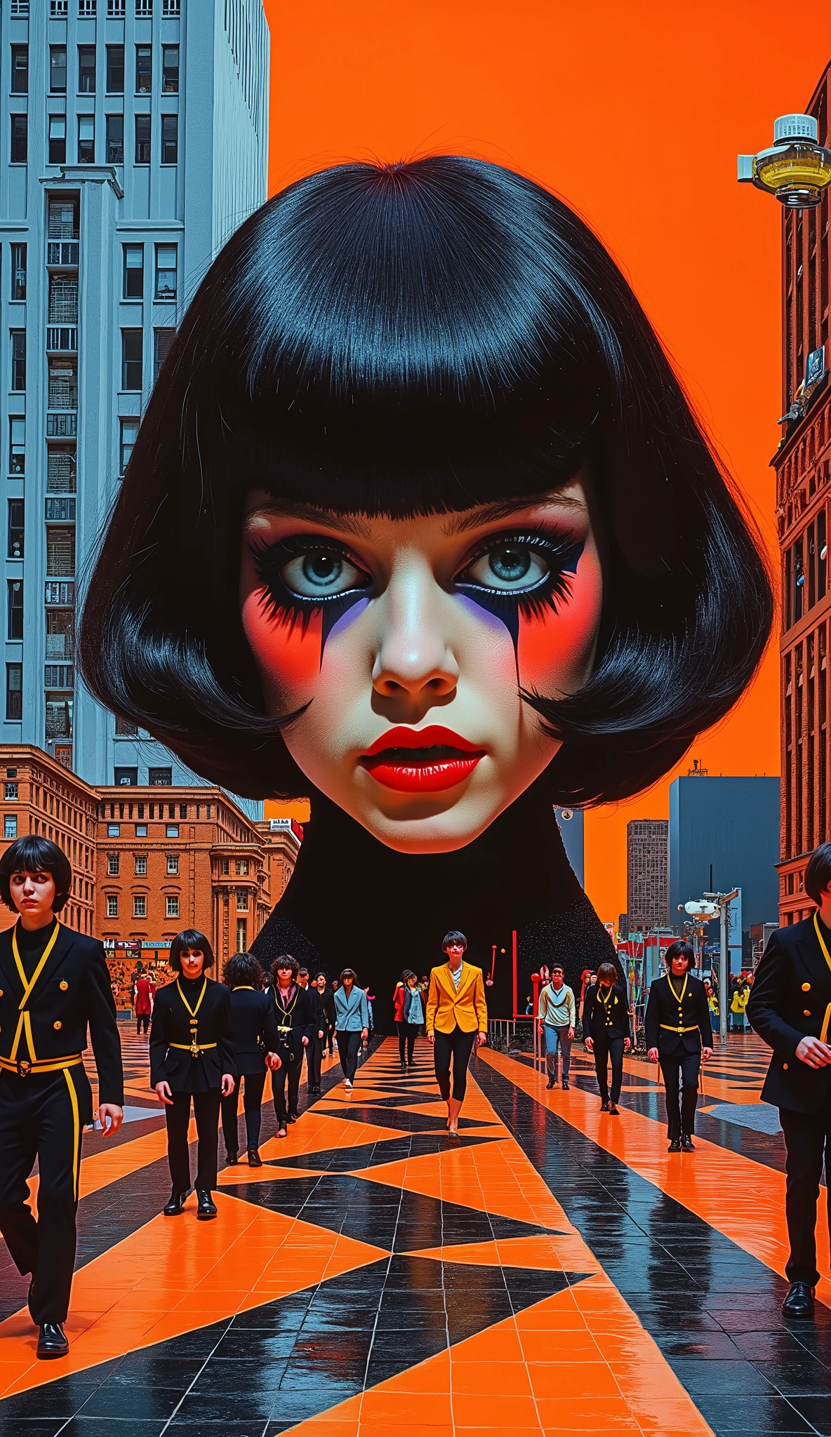 Surrealist Psicopop. intriguing people. Clockwork Orange film. cinematic. 8K.