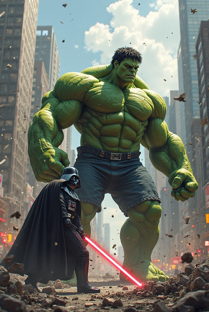 Doctor doom fighting with hulk in new York