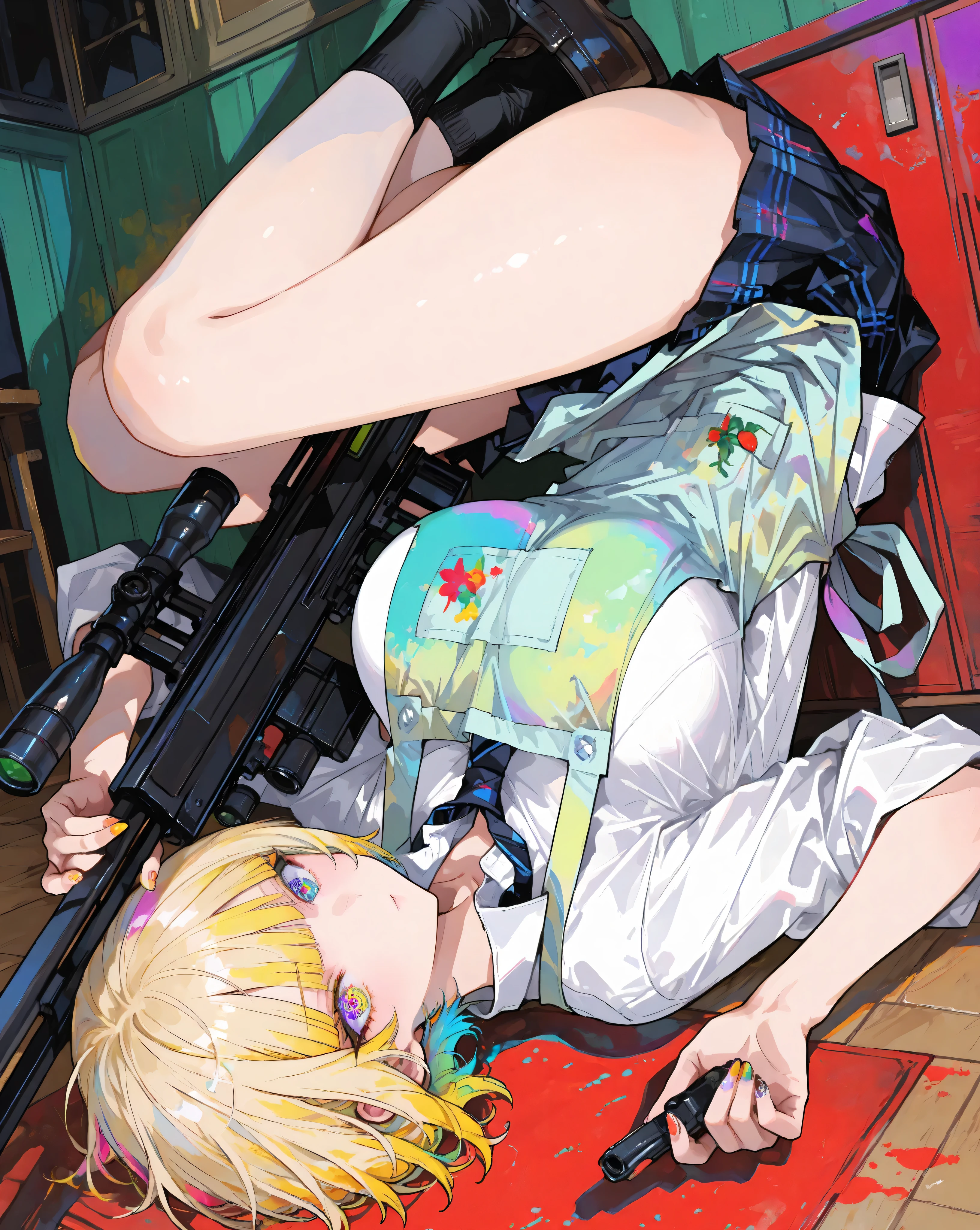 (,Fat middle-aged man:1.2)、On all fours、(Tank top)、Pleated skirt、blush、(Big Breasts)、Very detailed、High resolution、4K、masterpiece、(tears:1.8)、(rape:1.9)、Straddle a man、(heart)、toilet、(Sex:1.3)、(Grin:1.2)、Knee socks、orgasm、Leaning forward、(Lying down)、(Side view)、((photograph))、(syncope)