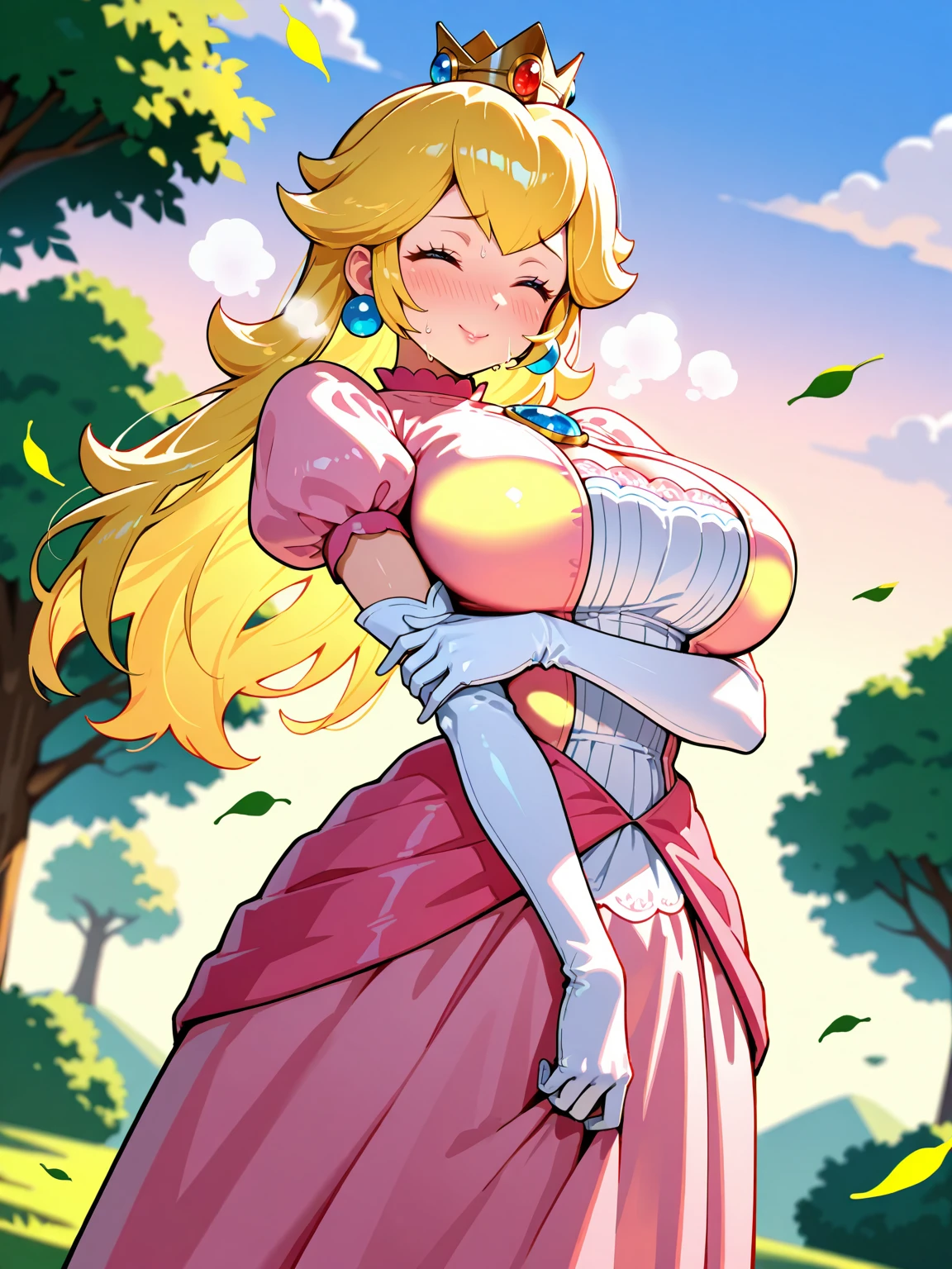 (Princess Peach:1.5),(sexy maid:1.2),(magical forest:1.2),(cutesexyrobutts:1.2),(RossDraw 2.5:1.1),(KDA:1.1),(WLOP:1.1),(Sakimichan:1.1),(watercolor:1.2)