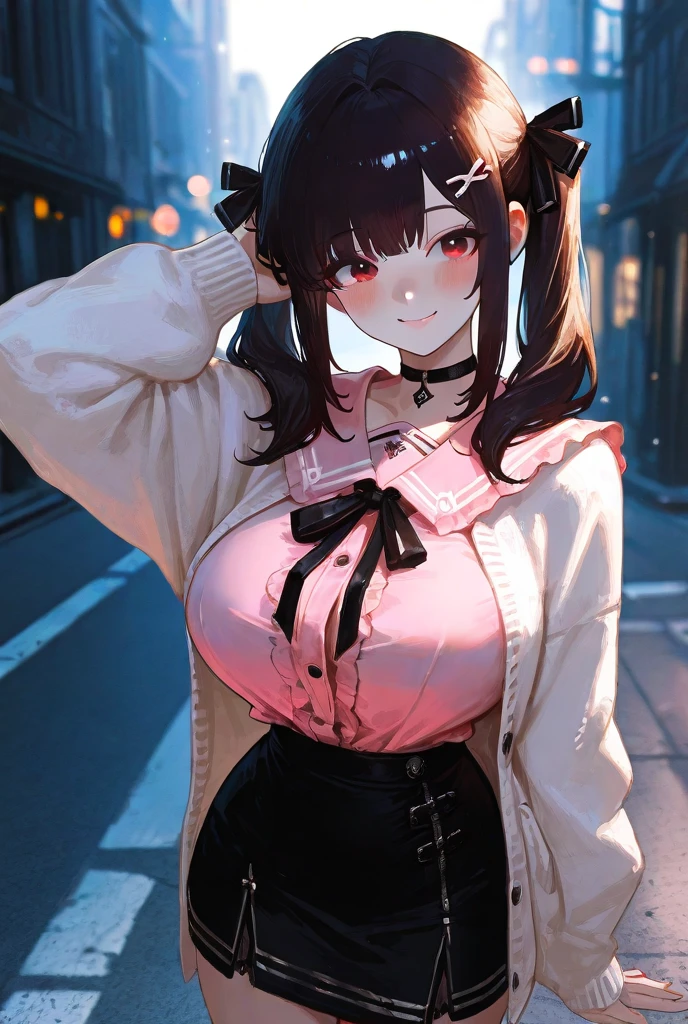 Tabletop, One Girl, Merlot Hair, ponytail, Merlot Eyes, tears, Full body image、(Flip-up sweater, Bra exposure:1.5)、I rode it a lot、Browsing Caution、Detailed bra、Embarrassing、Black Skirt
