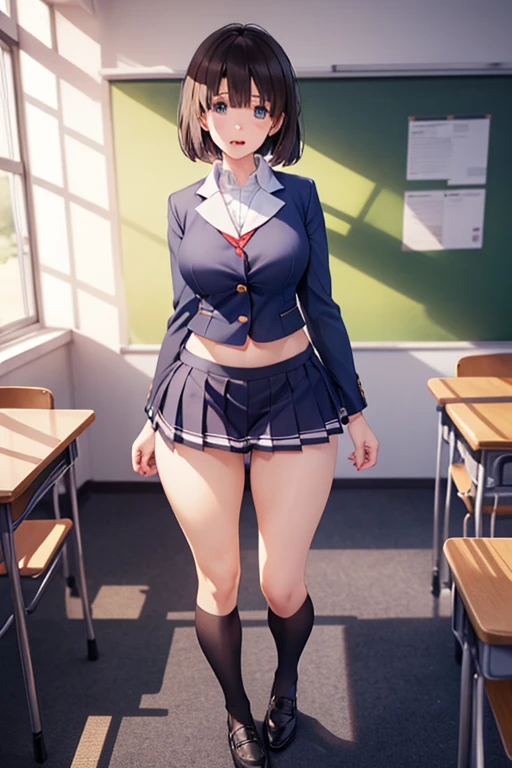 (((Stand with your legs stretched))、(((Accentuate the crotch、Shiny underwear)))、Highest quality, 8k, masterpiece :1.3)), whole body, Sharp focus :One Girl,Glowing Skin,SSexy pose,Highest quality,Tabletop,shape,Very delicate and beautiful,Hmph,8k壁紙,wonderful,In detail,Official Art,Very detailedなティッカーUnity 8k壁紙,Incredibly ridiculous,Large file size,Very detailedな,High resolution,Very detailed,Beautiful detailed girl,Realistic,X-ray,The queue is full,(((Uniform Blazer、mini skirt)))、(((Big Breasts、Black Hair)))、(((School、classroom、Wearing loose socks)))、Stand upright、Cleavage , ((Black Hair、loose sox))、Uniform Blazer、Sexy pose、Hairstyle: Short hair、both hands、長いWearing loose socks