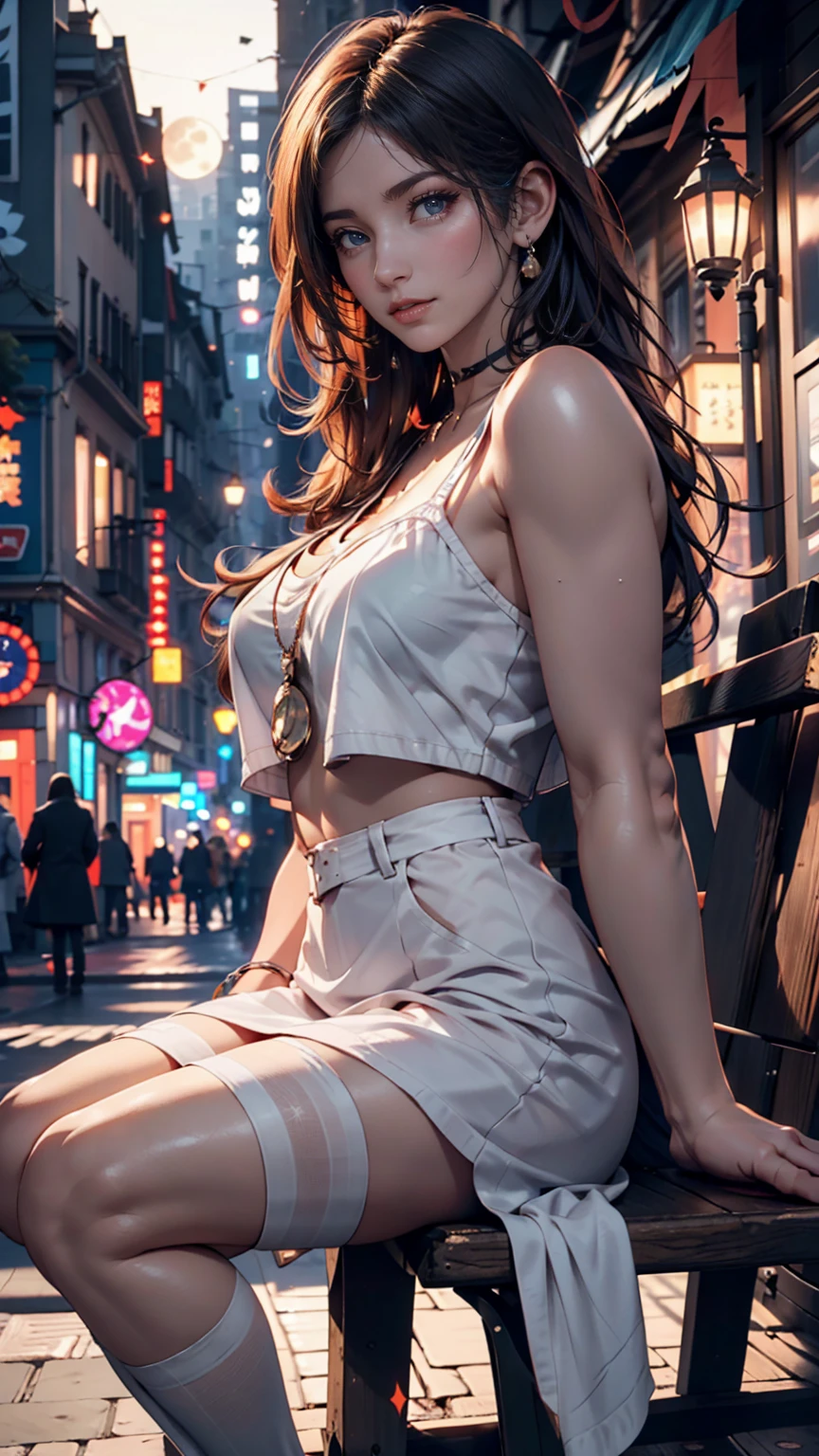 ((NSFW:-0.95)), (((nipple:-0.9))), ((Acutance:0.85)), (from below) . "A KAWAII girl is squatting in the city. A large number of school girls pass by. I have my legs spread in an M shape with hands to hide my crotch. Wearing white lingerie and Red highheels. The background is the downtown area at (twilight:1.5), clouds dyed Red, Skyscrapers Shining in the setting sun with Dazzling reflections, (many colorful Lights:1.35) with flares, Burning, heyz . Notice "(Masterpiece:1.2) with Hasselblad at F2.8, (realistic and photorealistic with touch of rawness:1.37), physically-based 3D rendering with ultra-detailed. This character has Overflowing Gigantic breasts, (visible sideboob and underboob:1.2) . correct proportions."