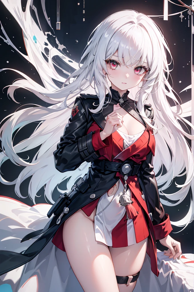 Highest quality　I have long hair　Gray Hair　Rimuru Tempest　Red eyes　I don't have anything　vampire　Odd Eye　kind　Miko costume　Cat ear　modern style　Embarrassed