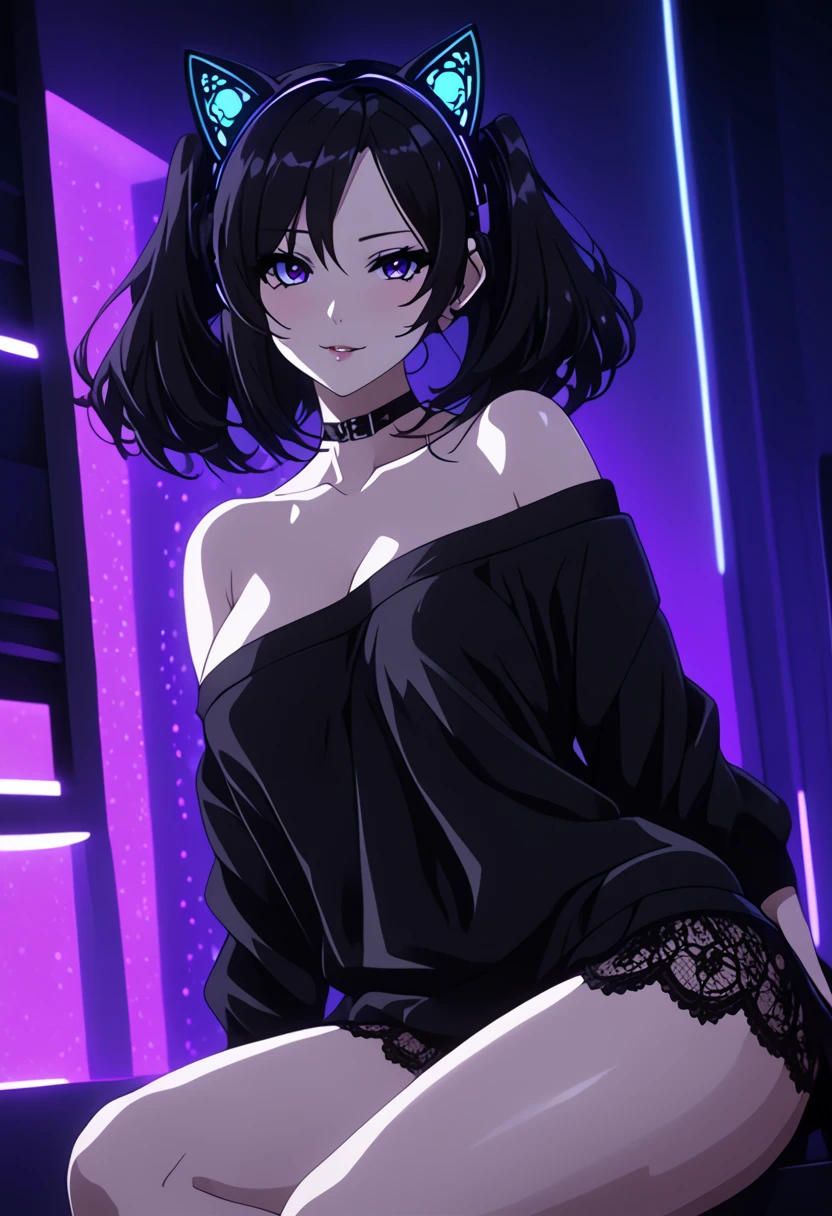 (milf) (ultra-detailed,photorealistic:1.2), HDR, professional, vivid colors, bokeh, 3D rendering, sexy chibi girl, solo, purple hair, ahegao face, Big boobs, sensual, seductive pose, soft lighting, lace lingerie, high heels, boudoir photography, glamorous, confident expression, alluring gaze Big boobs